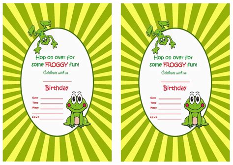 Free Printable Frog Birthday Invitations